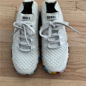 NOBULL White Knit Sneakers with Colorful Sole